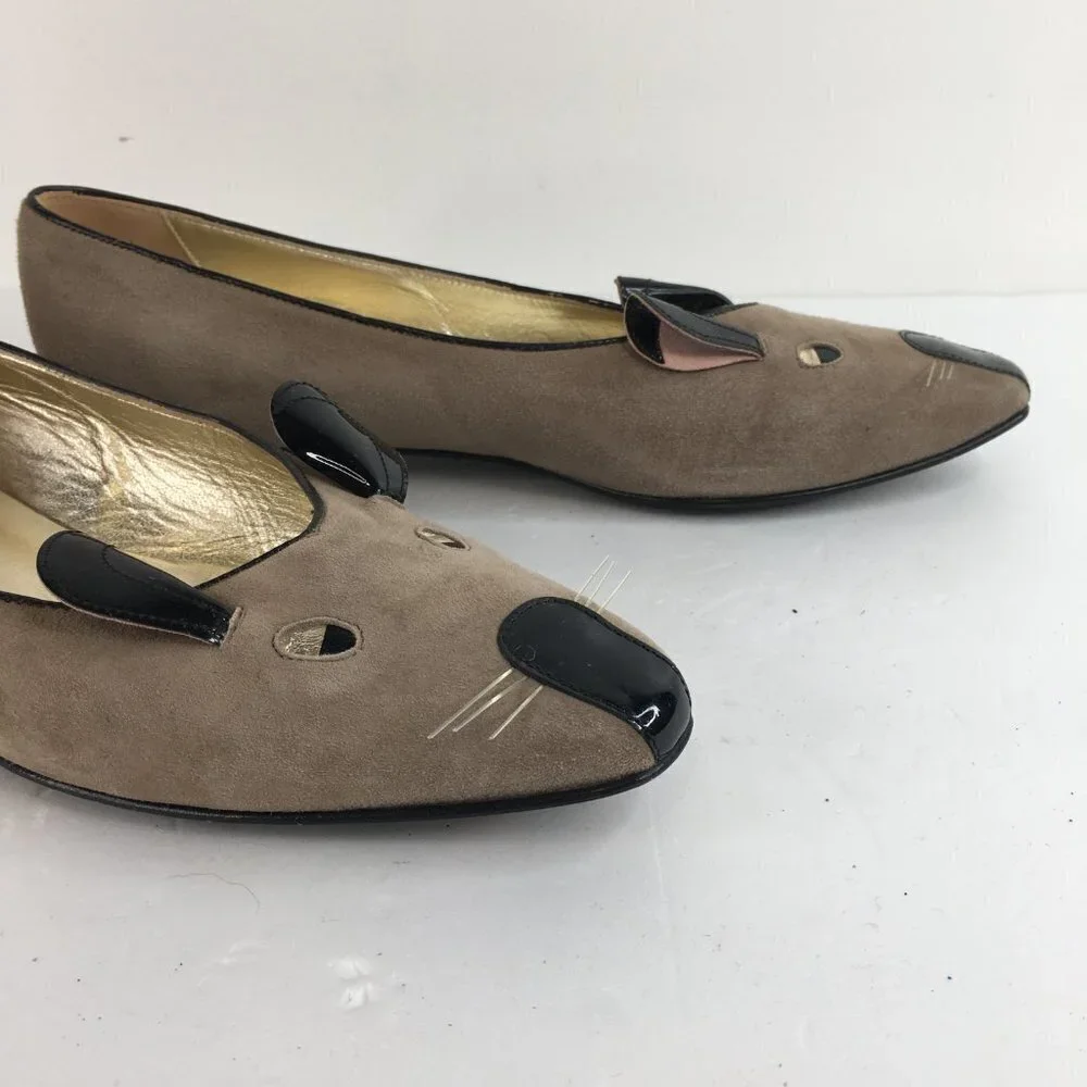 Carel Paris Mouse Tan Suede Leather Flats Size 39.5